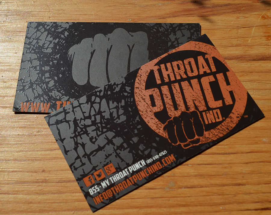 Throat Punch Industries Business Card Design with spot gloss