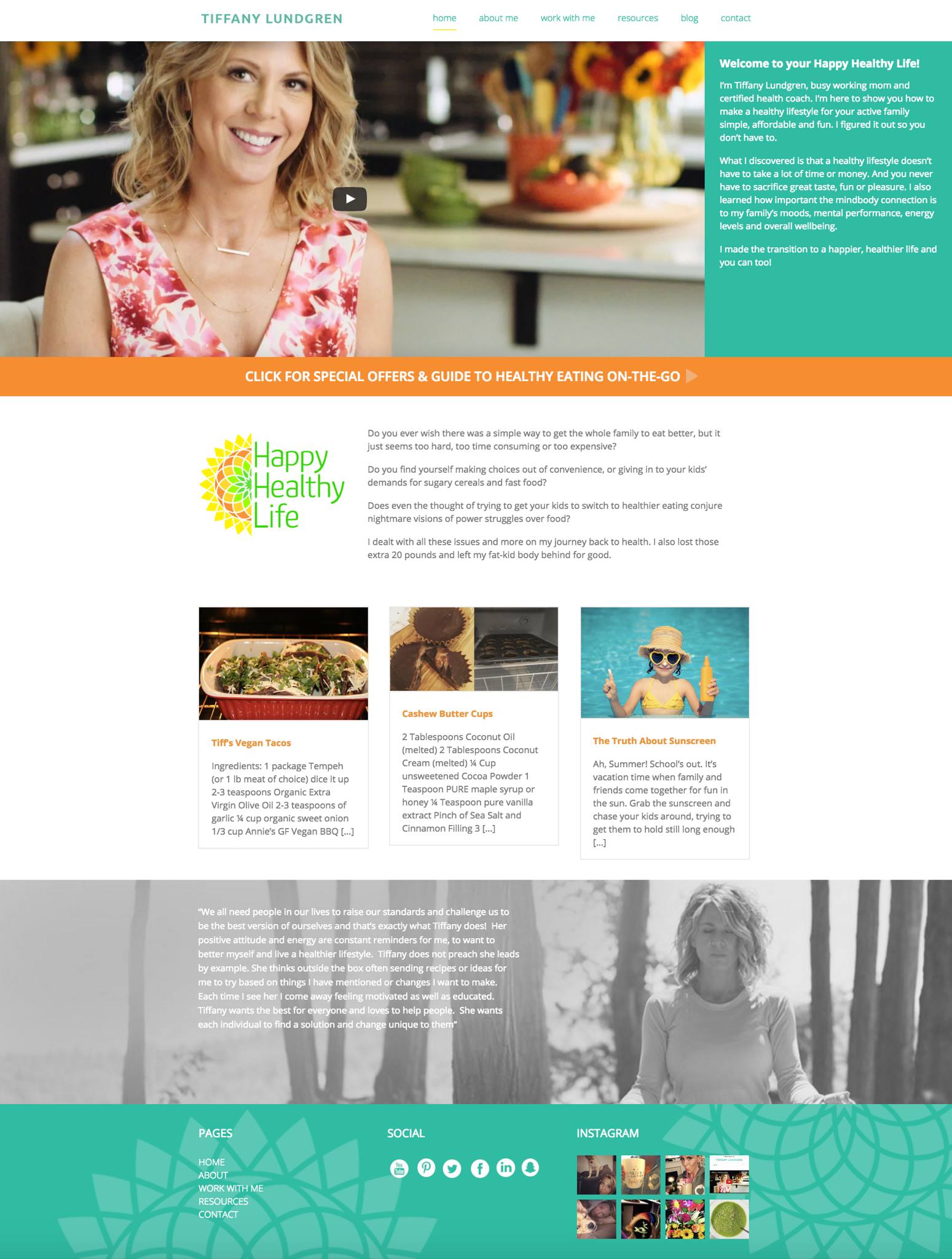 Happy Healthy Life, Tiffany Lundgren Website Design