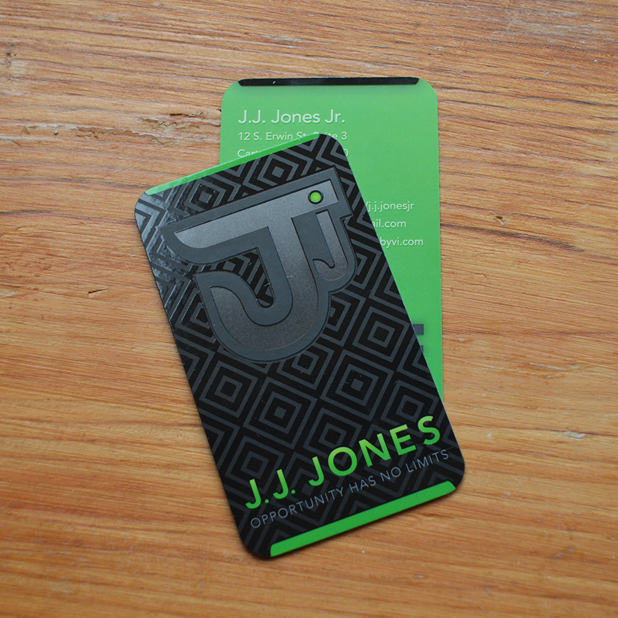 J.J. Jones Business Card Design with spot gloss