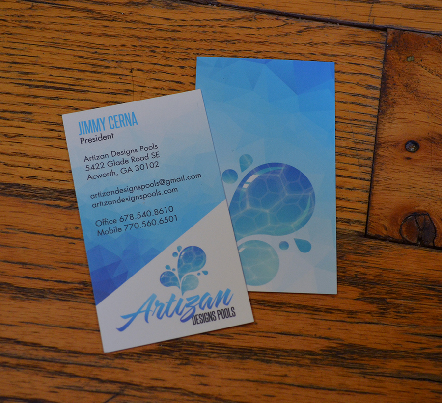 Artizan Designs Pools Business Card Design