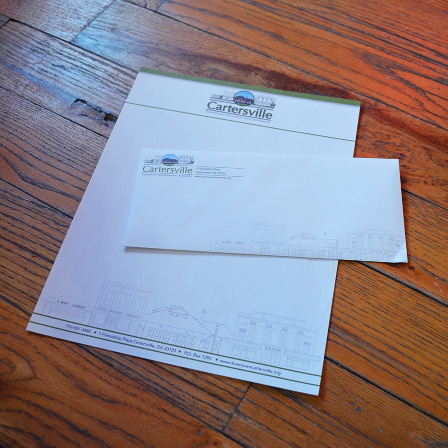 Cartersville Downtown Developmnet Authority Stationary Letterhead and Envelope Design
