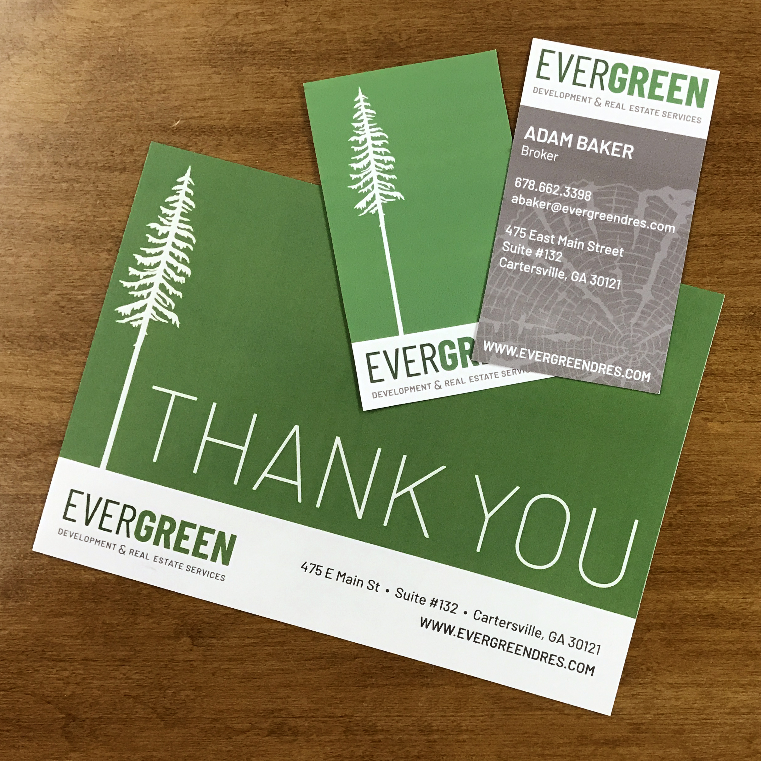 Evergreen Business Card and Thank You Note Card Design