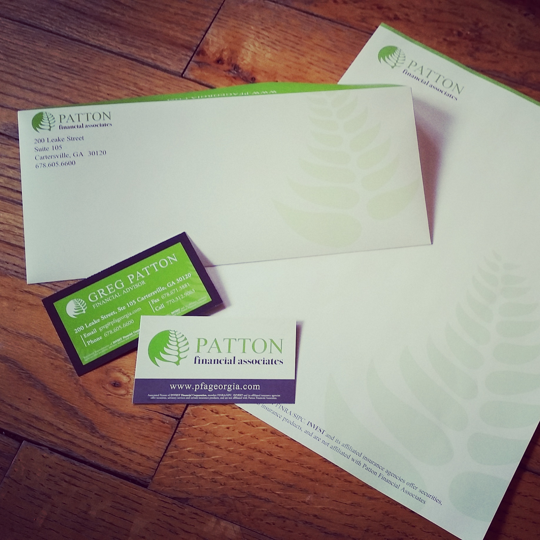 Patton Financial Associates Business Card, Letterhead, and Envelope Design