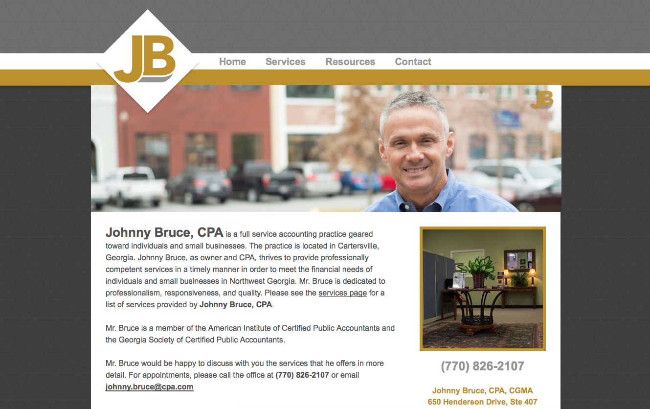 Johnny Bruce CPA Certified Public Accountant Website Design