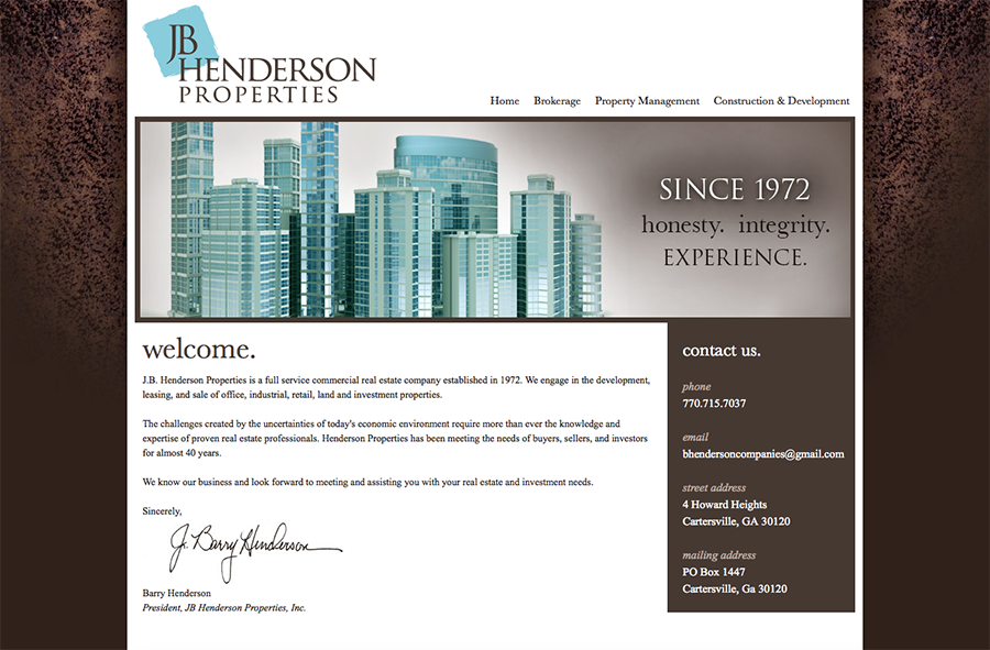 JB Henderson Properties Website Design