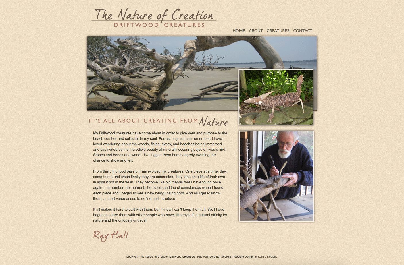 The Nature of Creation Driftwood Creatures Website Design