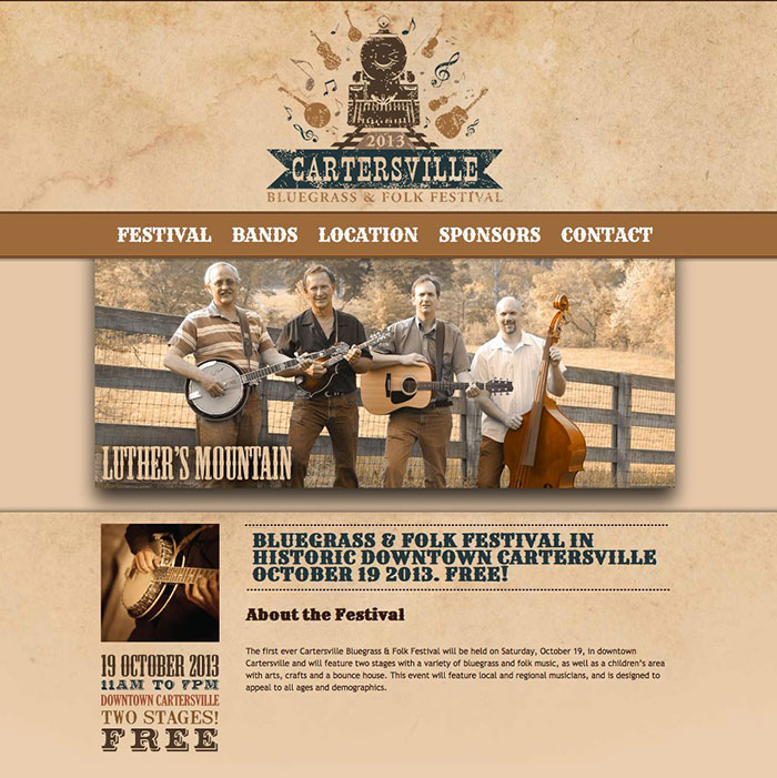 Cartersville Bluegrass & Folk Festival Website Design