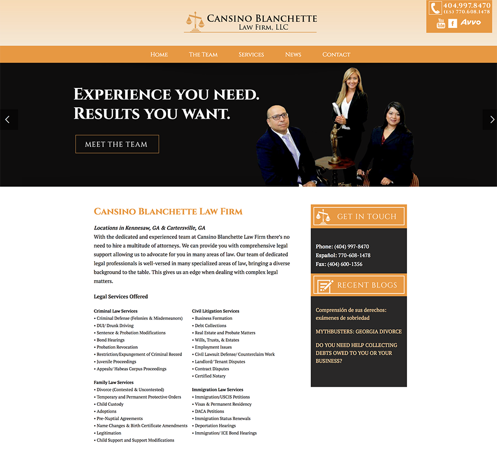 Cansino Blanchette Website Design