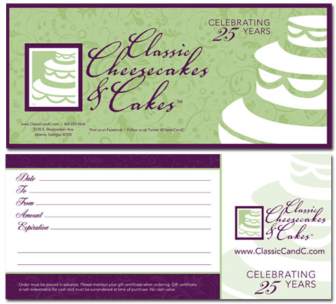 Classic Cheesecake Cakes Gift Card Design