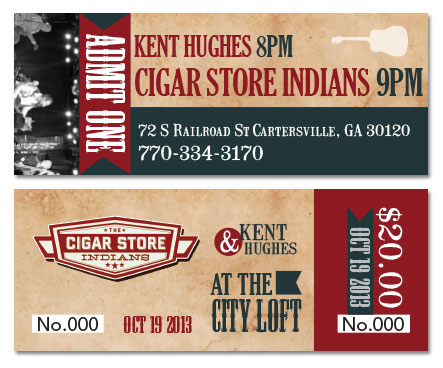 Cigar Store Indians Ticket Design