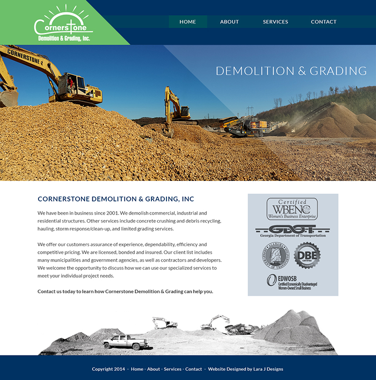 Cornerstone Demolition and Grading Website Design