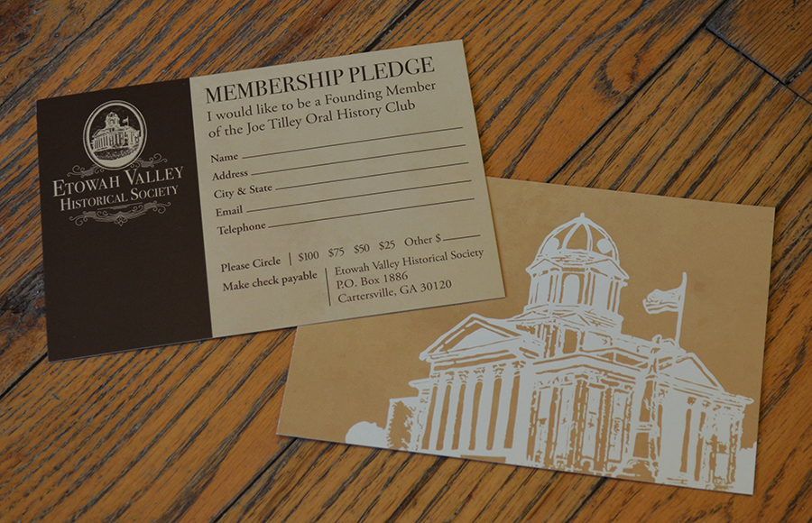 Etowah Valley Historical Society Membership Pledge Postcard Design