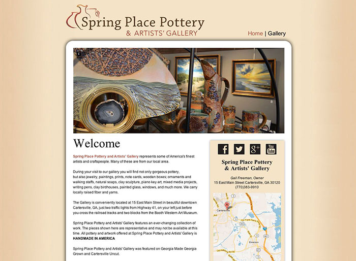 Spring Place Pottery Website Design