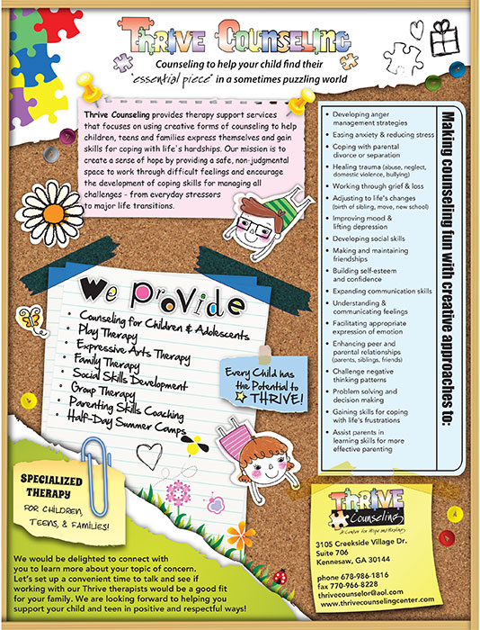 Thrive Counseling Bulletin Board Sign Design
