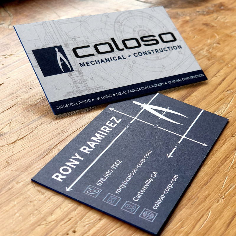 Coloso Business Card with Blue Painted Edge Design
