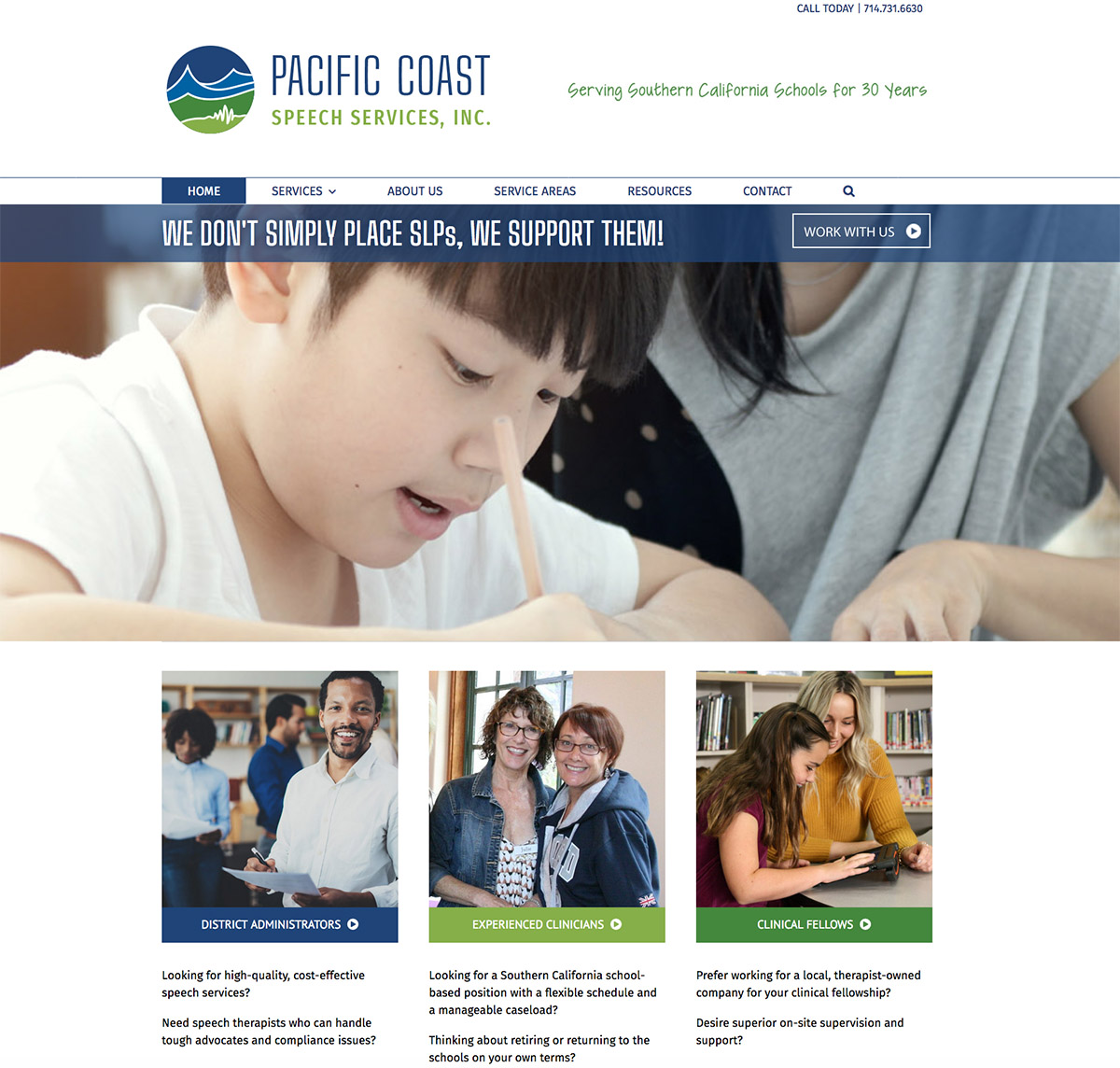 Pacific Coast Speech Services, Inc. Website Design