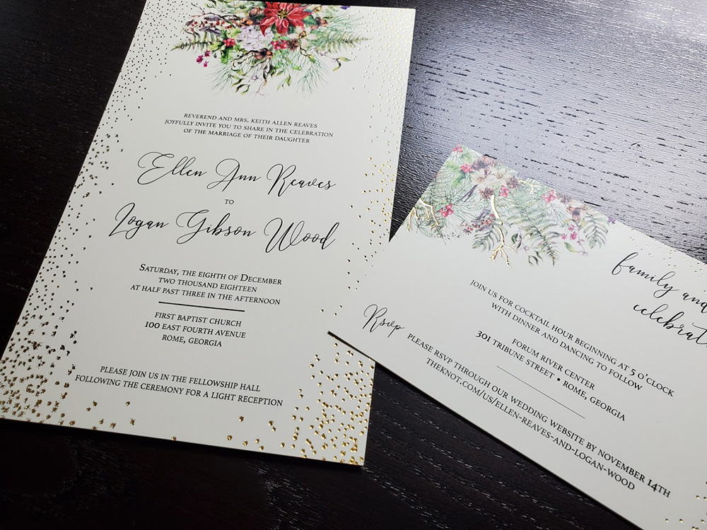 Custom Wedding Invitation Design with Gold Foil