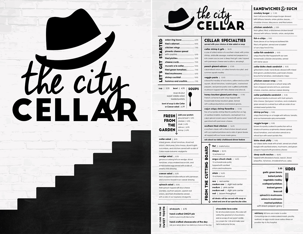 The City Cellar Restaurant Menu Design