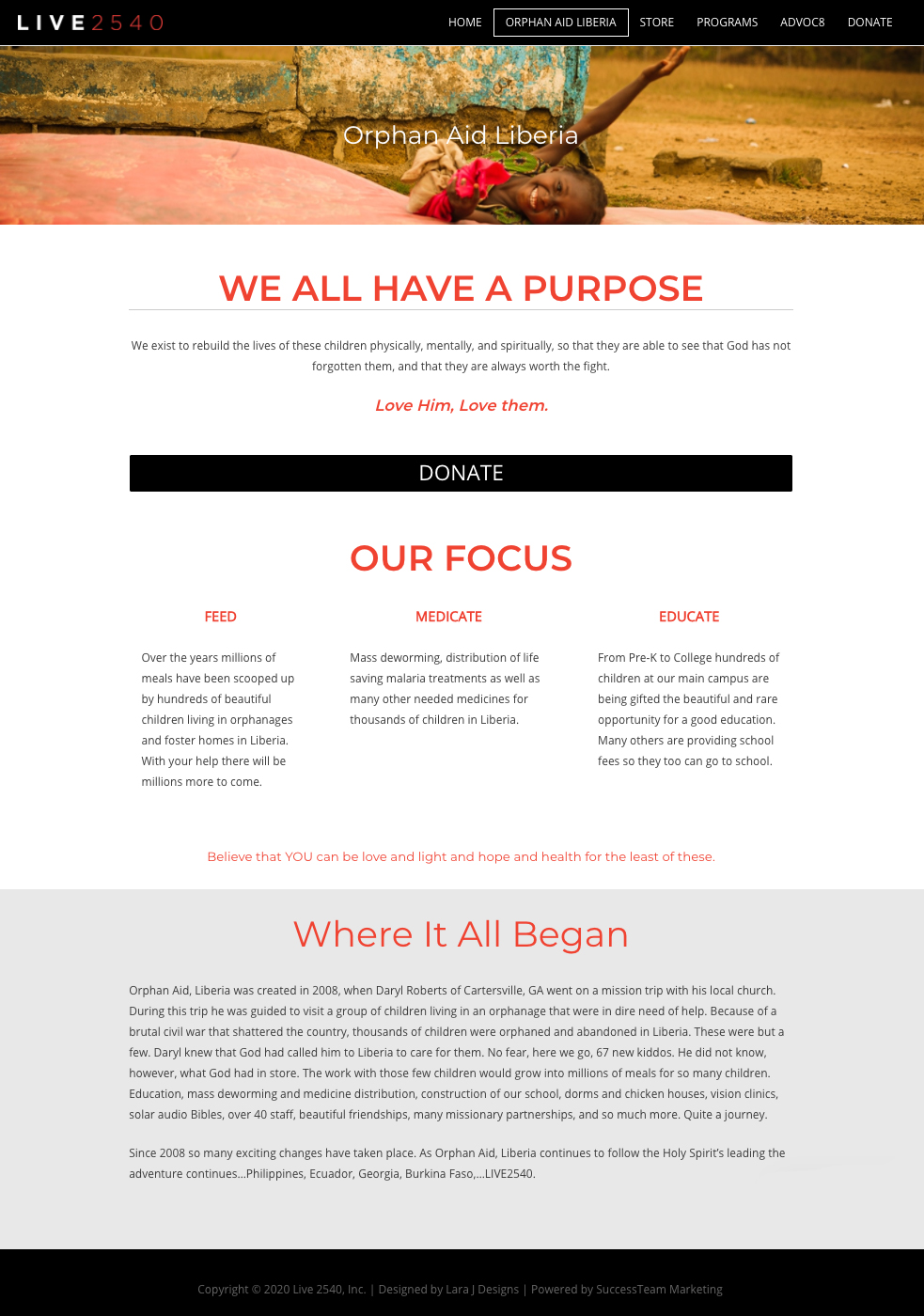 Orphan Aid Liberia Website Home Page Design