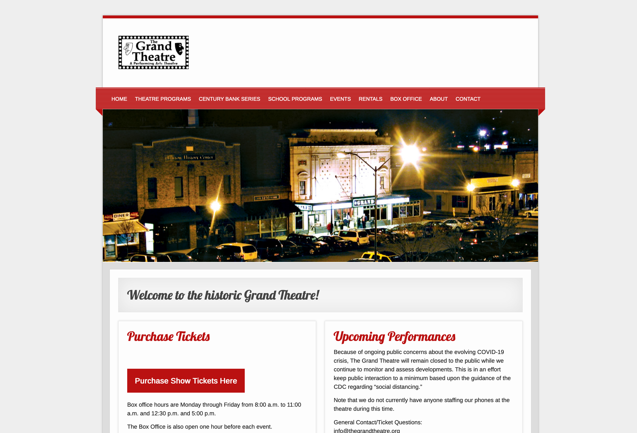 THE GRAND THEATRE website design