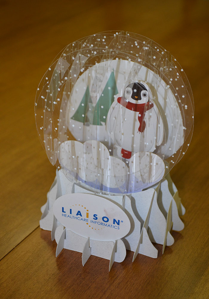 liaison custom 3-d paper snow globe die cut design