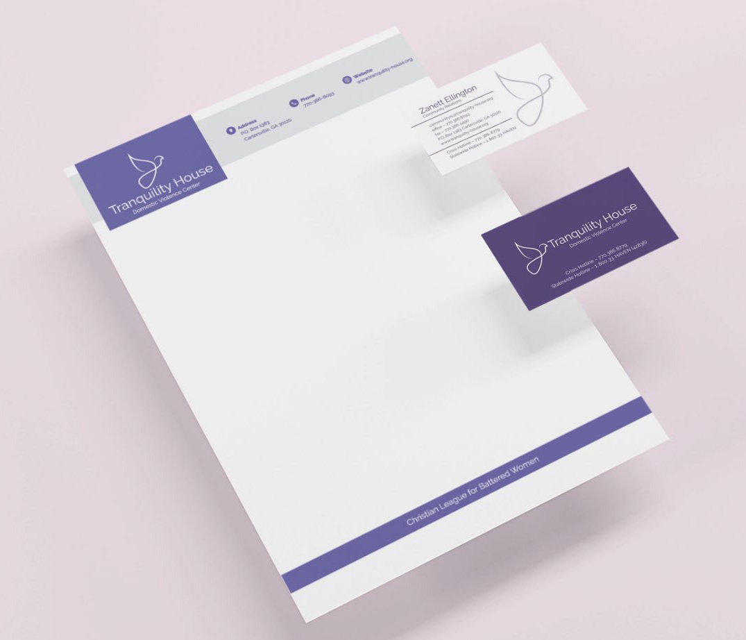 Tranquility house letterhead with business card