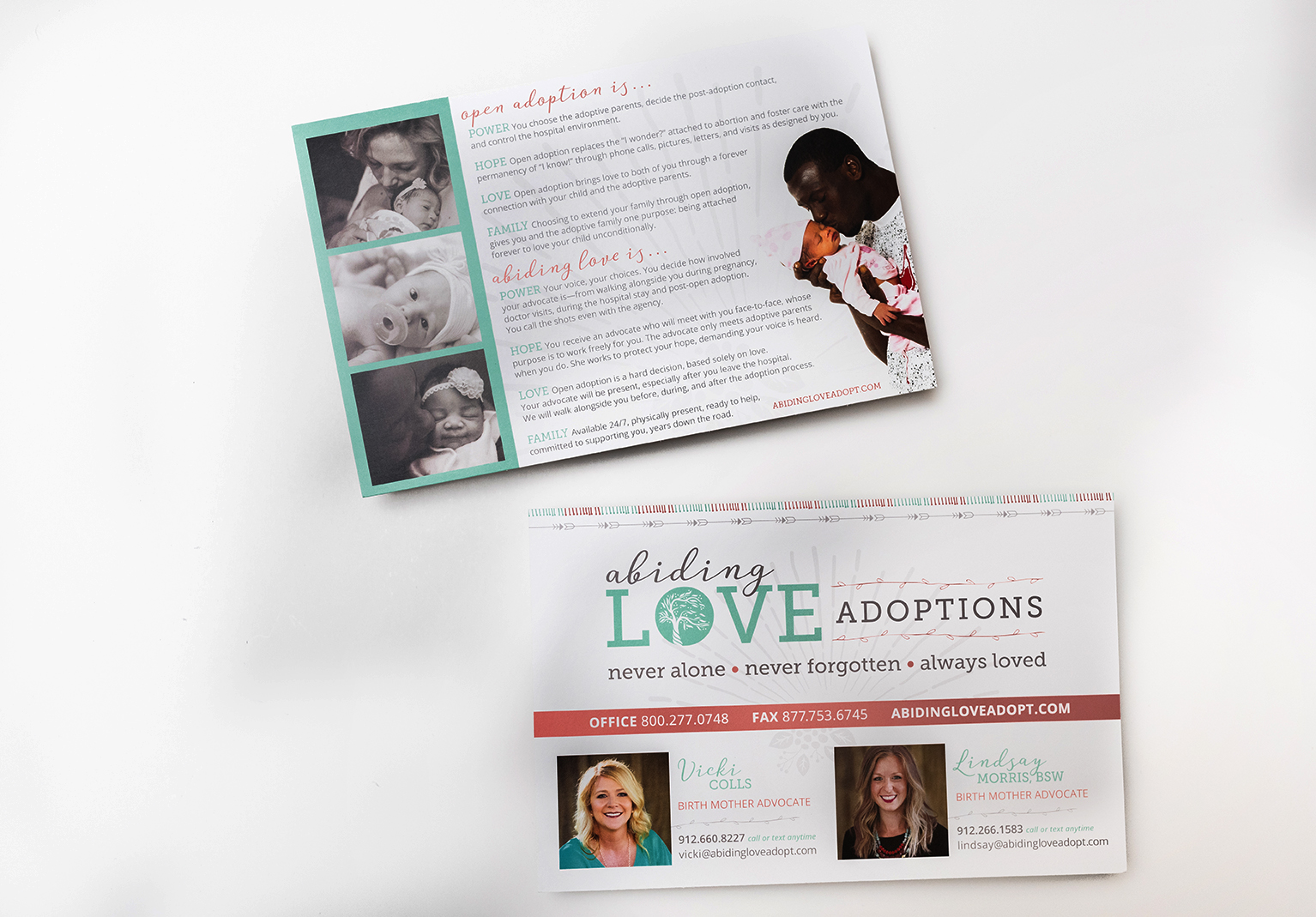 Abiding Love Adoptions Informational Card Design