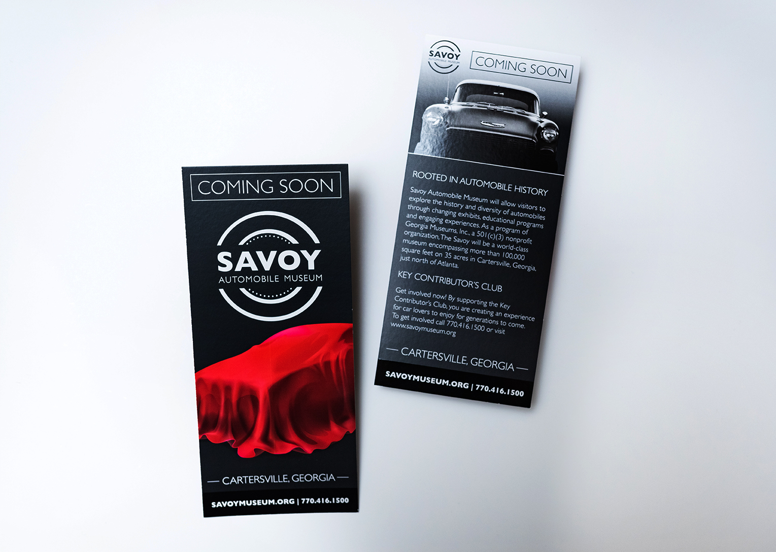 savoy automobile museum rackcard with spot gloss