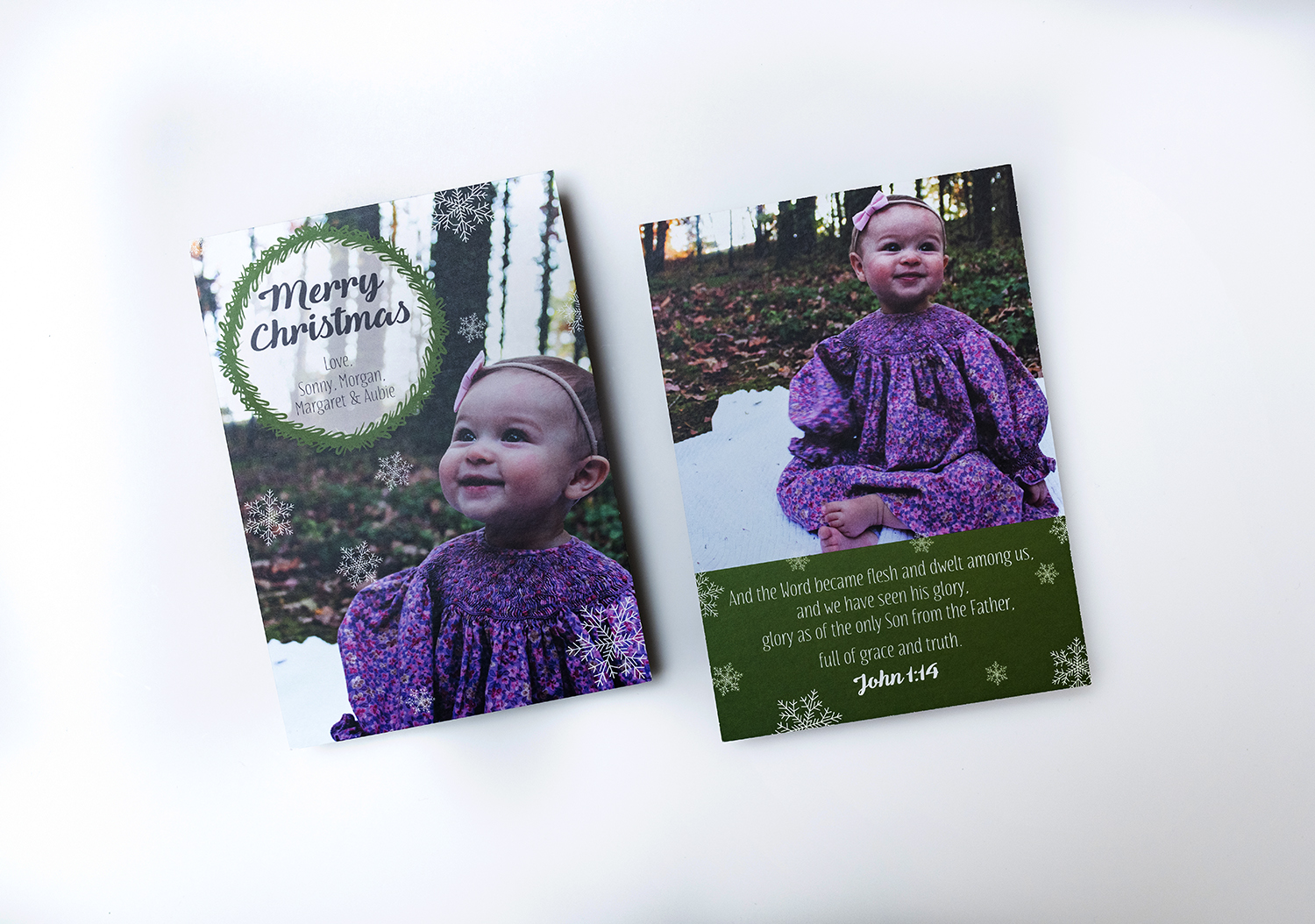 Holiday Christmas Card with Bible Verse and Baby Photography