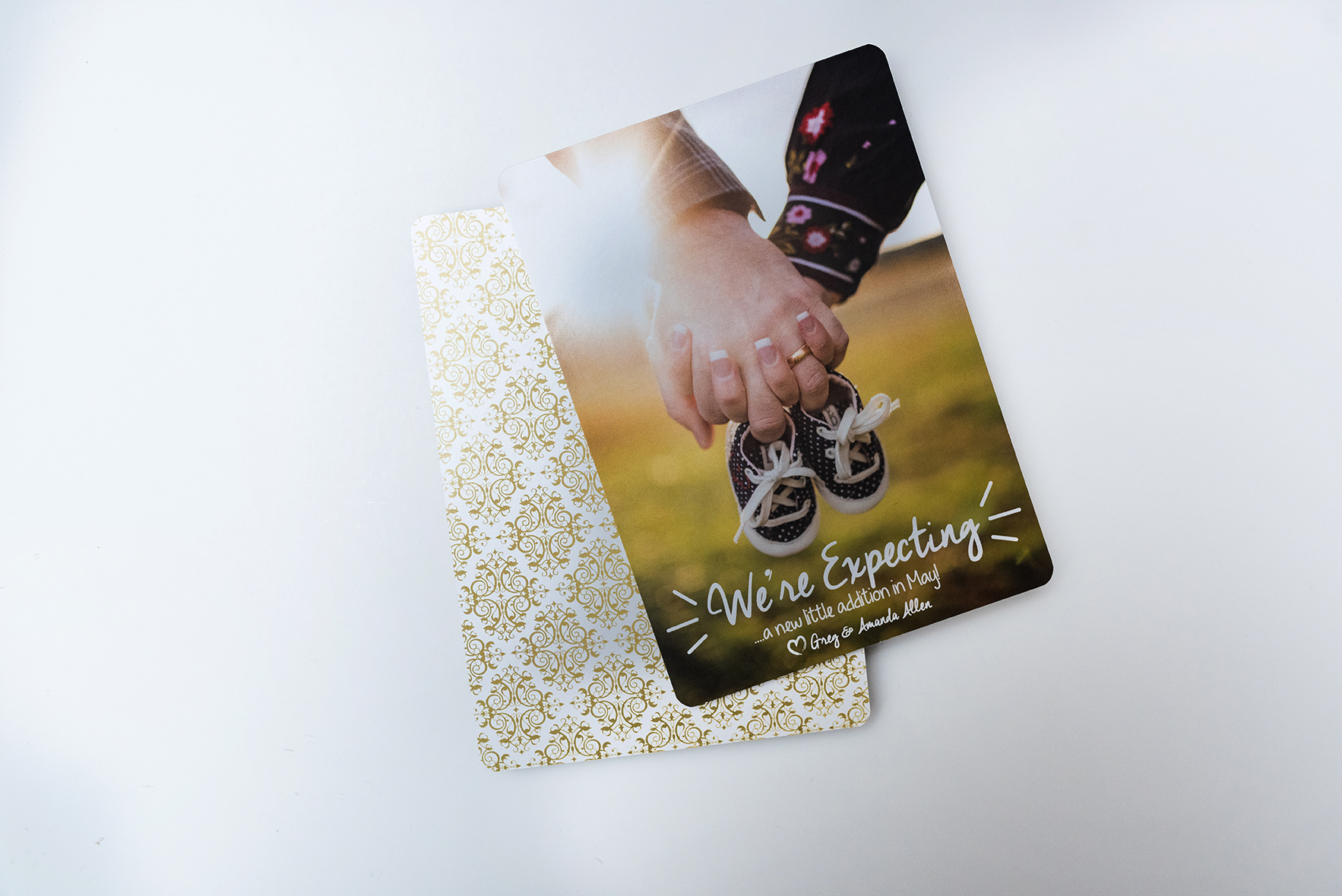 Baby Announcement Card with Couples Photography
