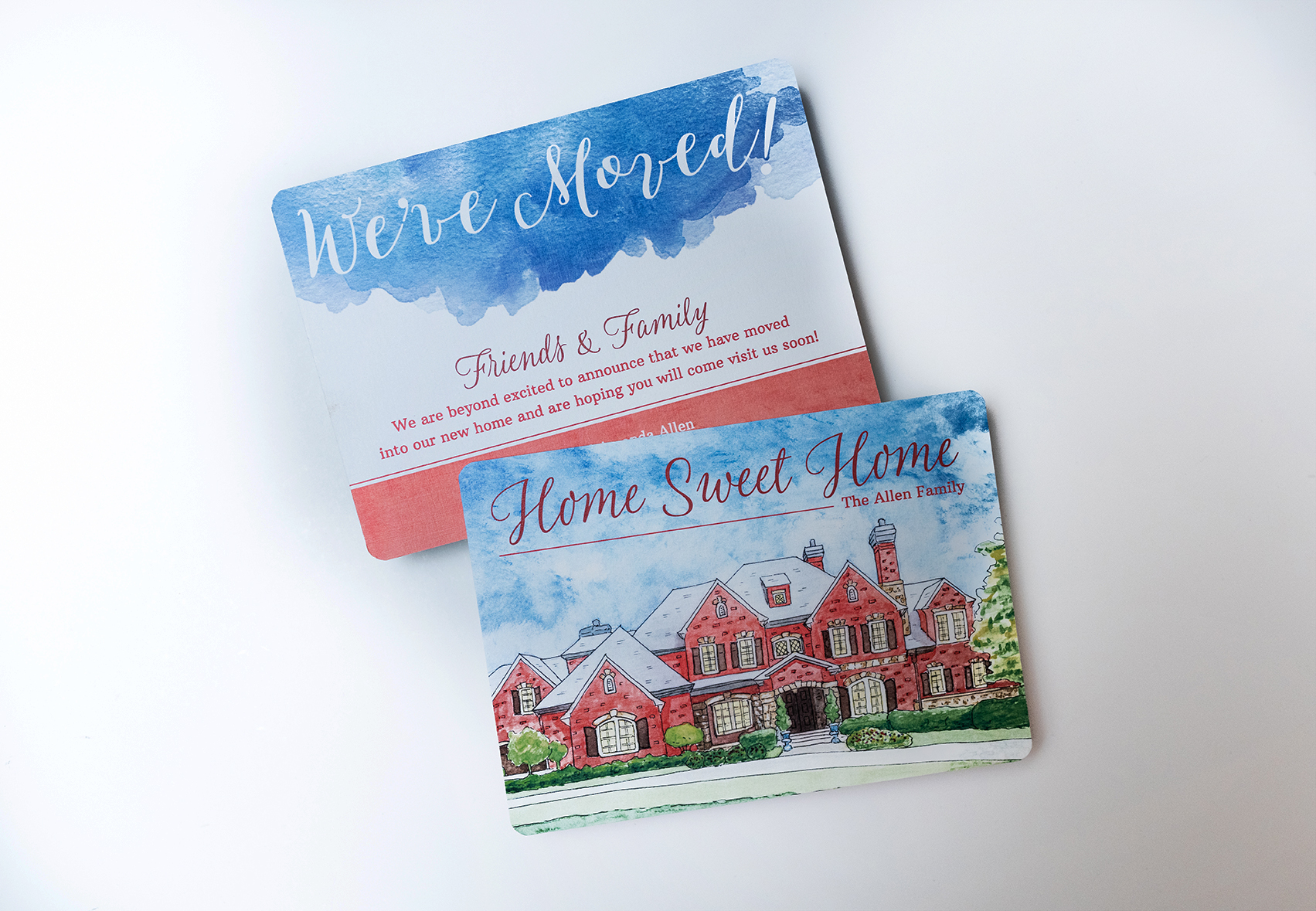 New Family Home Housewarming Announcement with Watercolor