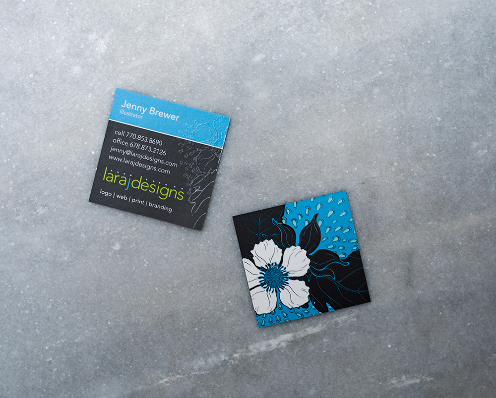 Lara J Designs Jenny Square Business Card with Spot Gloss Design