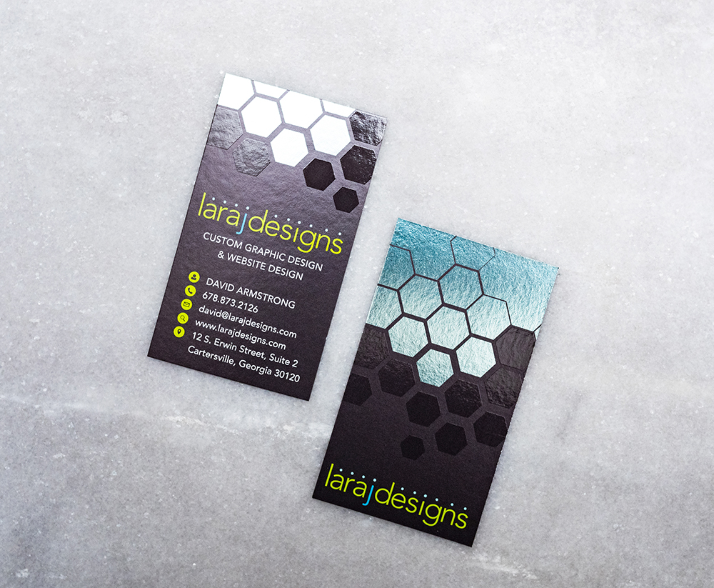 Lara J Designs Business Card Design with Foil and Spot Gloss