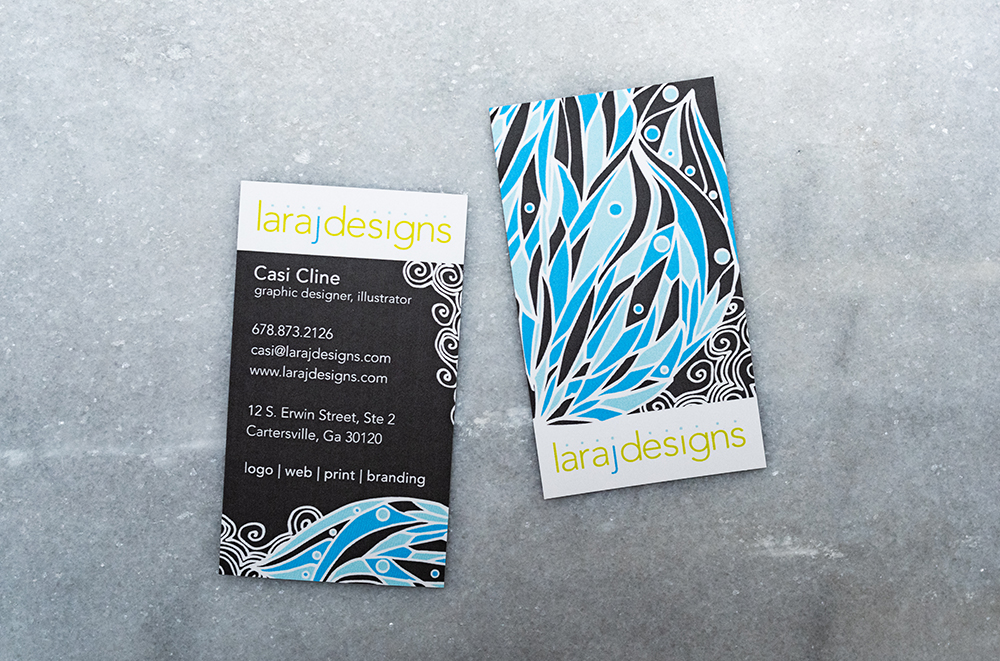Lara J Designs Business Card Design with Suede Finish