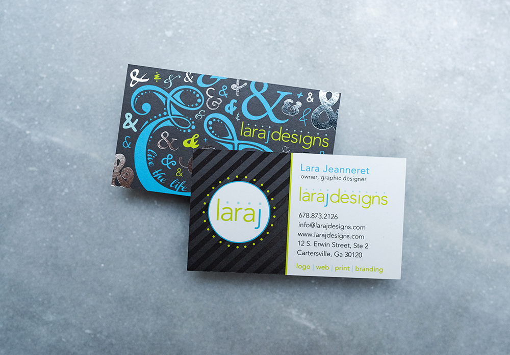 Lara J Designs Business Card Design with Silver Foil