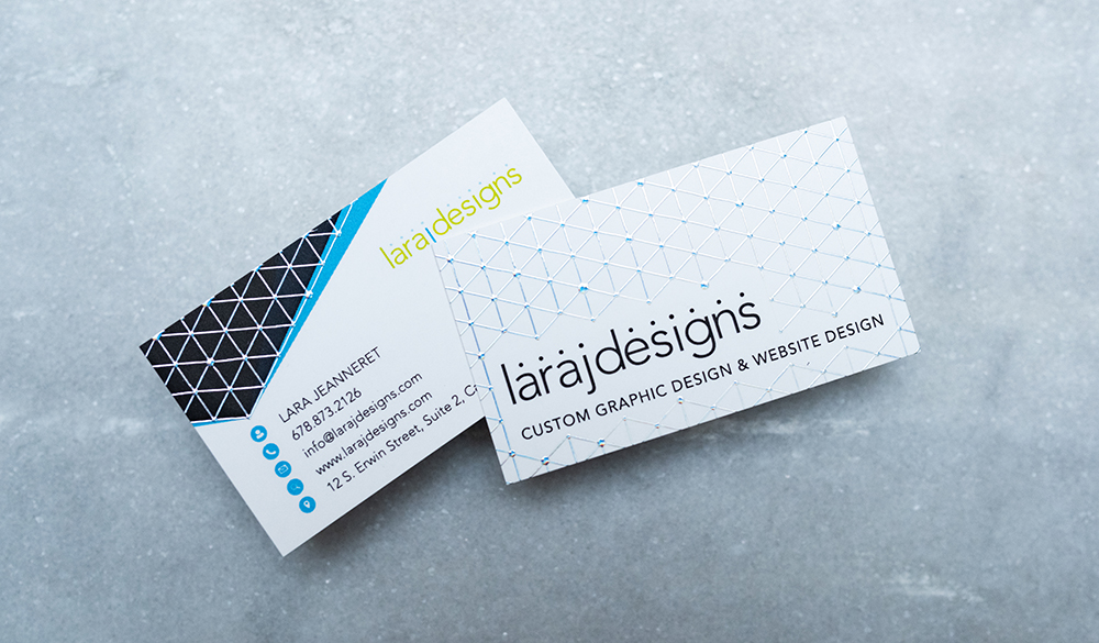 Lara J Designs Business Card Design with Raised Silver Foil