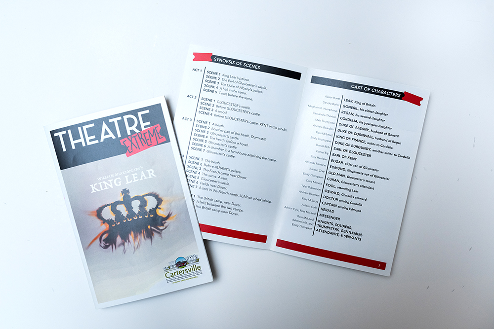 Theatre Extreme King Lear Program Design | Lara J Designs | Cartersville Georgia