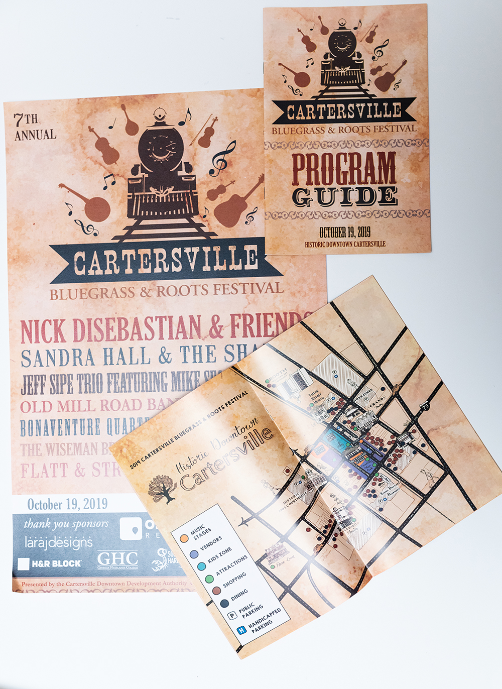 Cartersville Bluegrass & Roots Festival Flyer and Program Guide Design | Lara J Designs | Cartersville Georgia