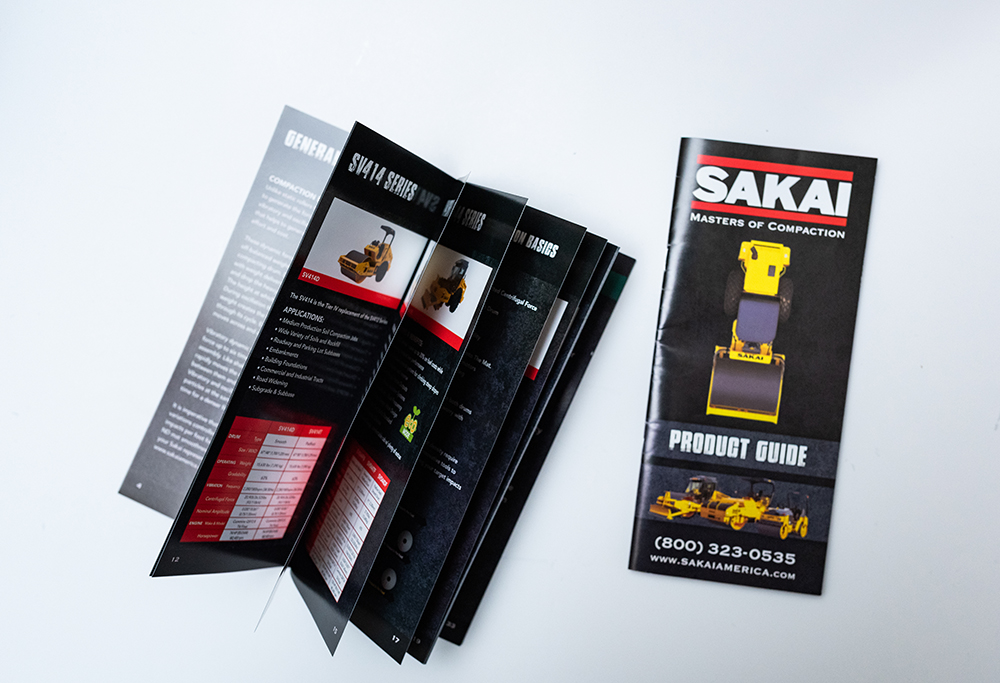 Sakai Masters of Compaction Product Guide Booklet Design | Lara J Designs | Cartersville Georgia