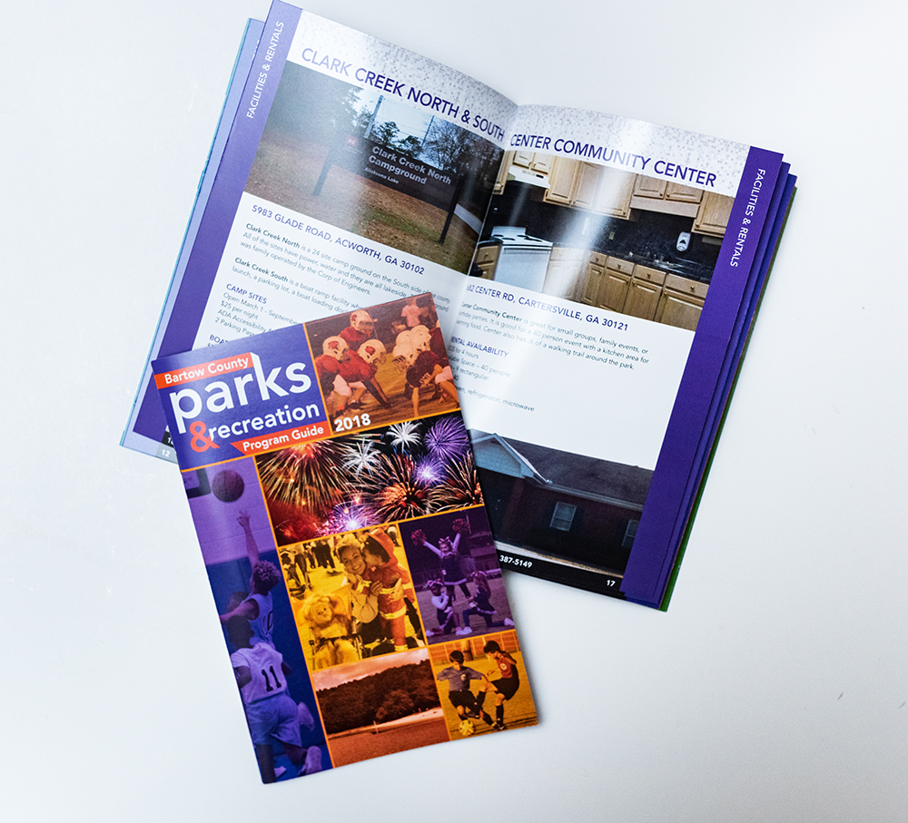 Bartow County Parks & Rec Program Guide Booklet Design | Lara J Designs | Cartersville Georgia
