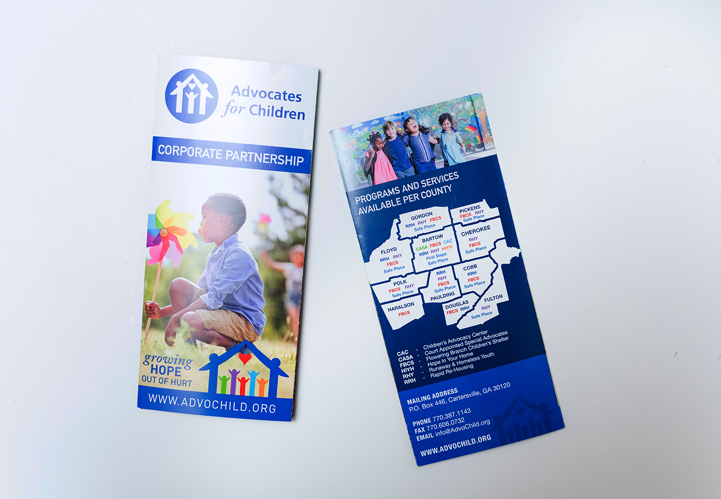 Advocates for Children Corporate Partnership Brochure Design | Lara J Designs | Cartersville Georgia