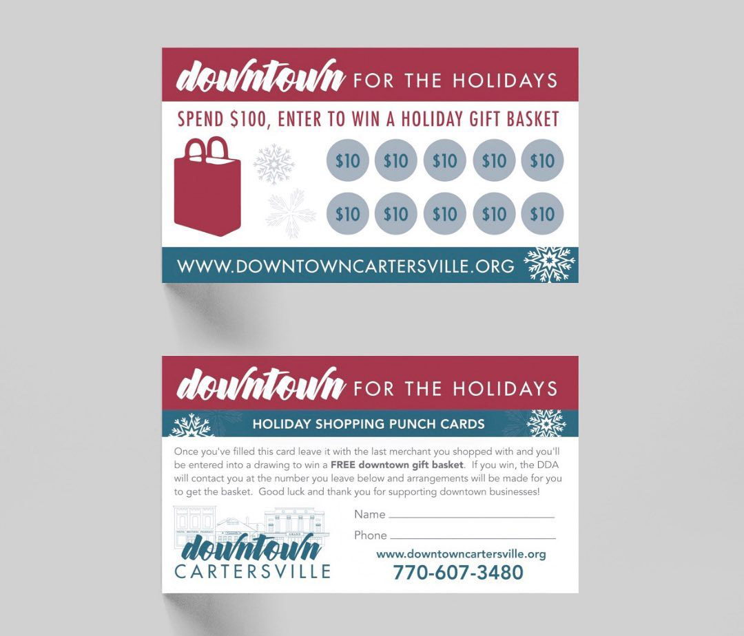 Holiday Punch Card design for Downtown Cartersville
