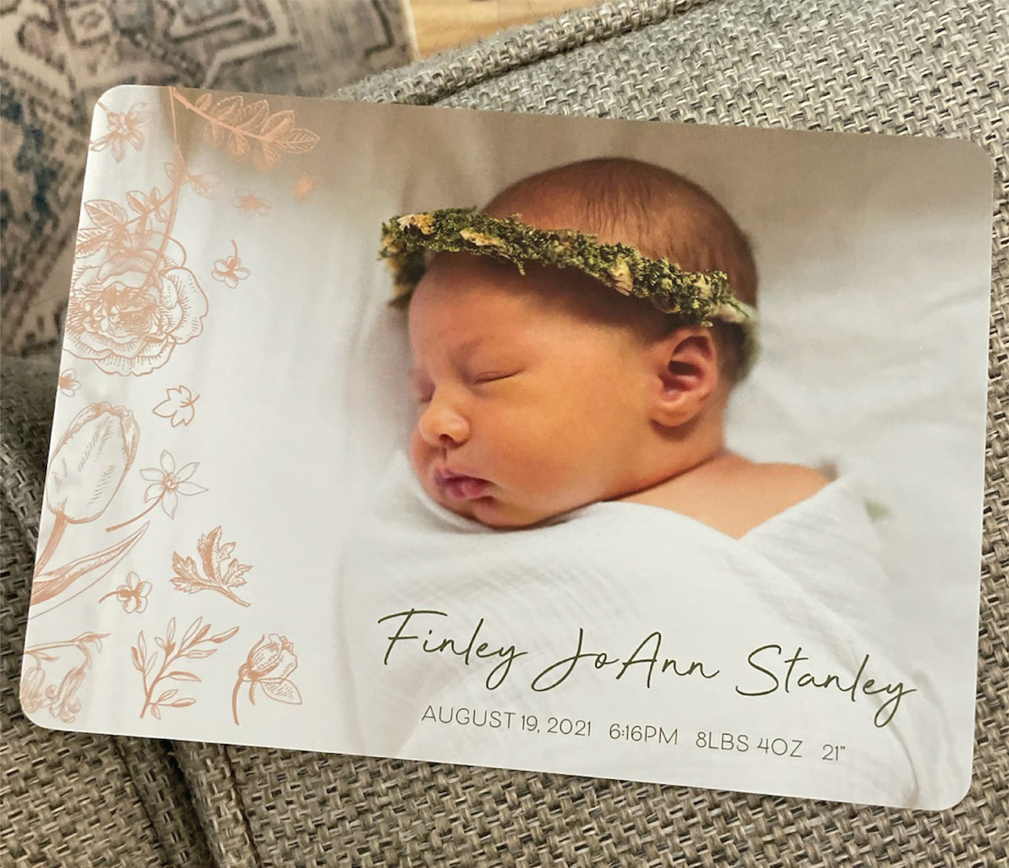Baby Announcement Card design by Lara J Designs