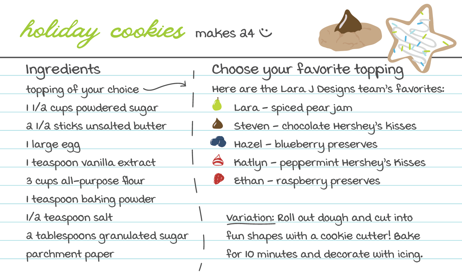 Lara J Designs Holiday Cookie Recipe 2022
