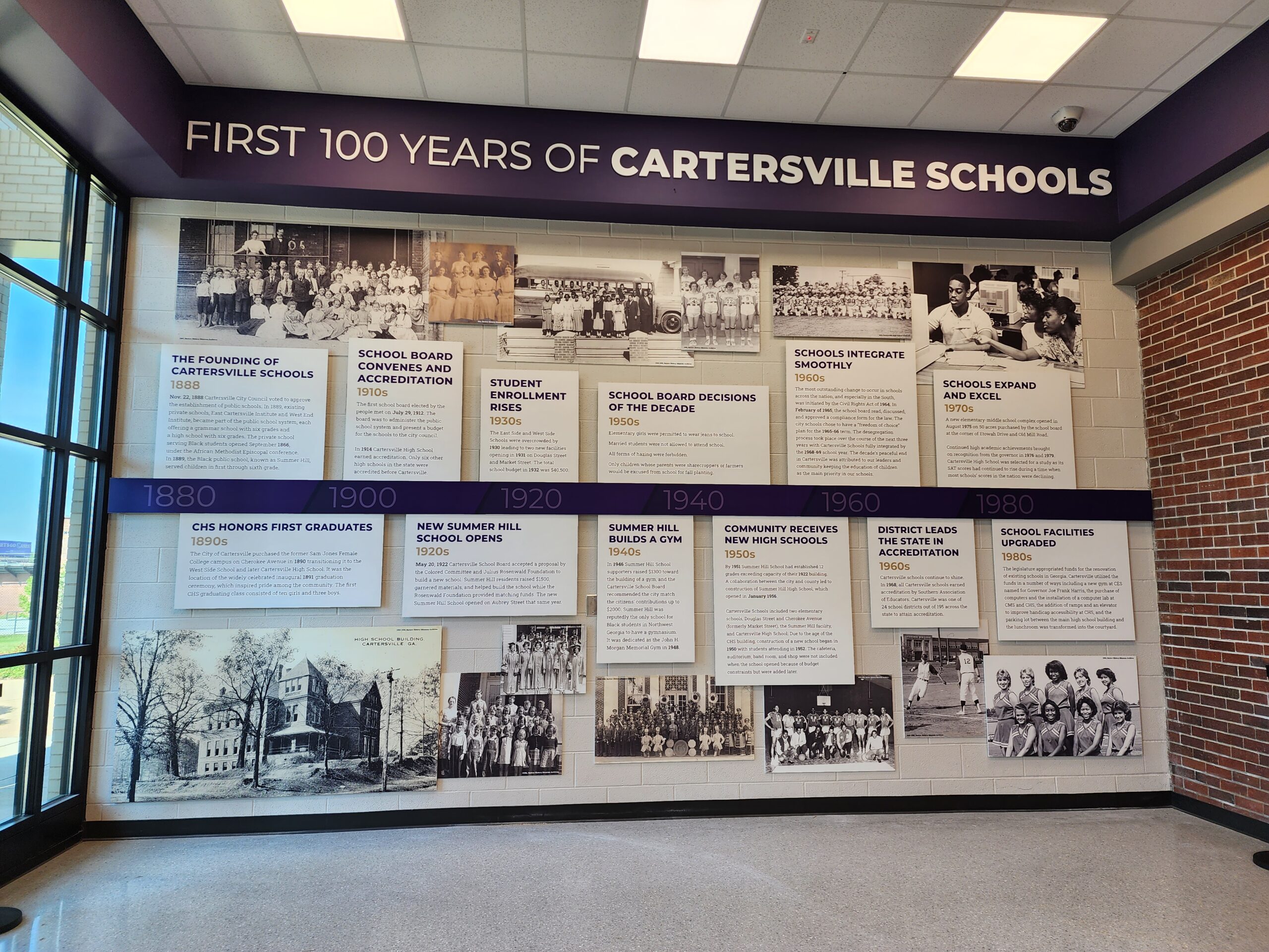 Cartersville City School System Timeline wall signage design