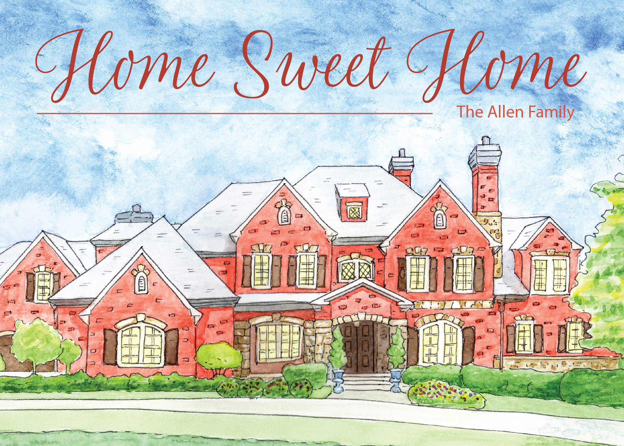 Custom Illustration of a house for a moving card