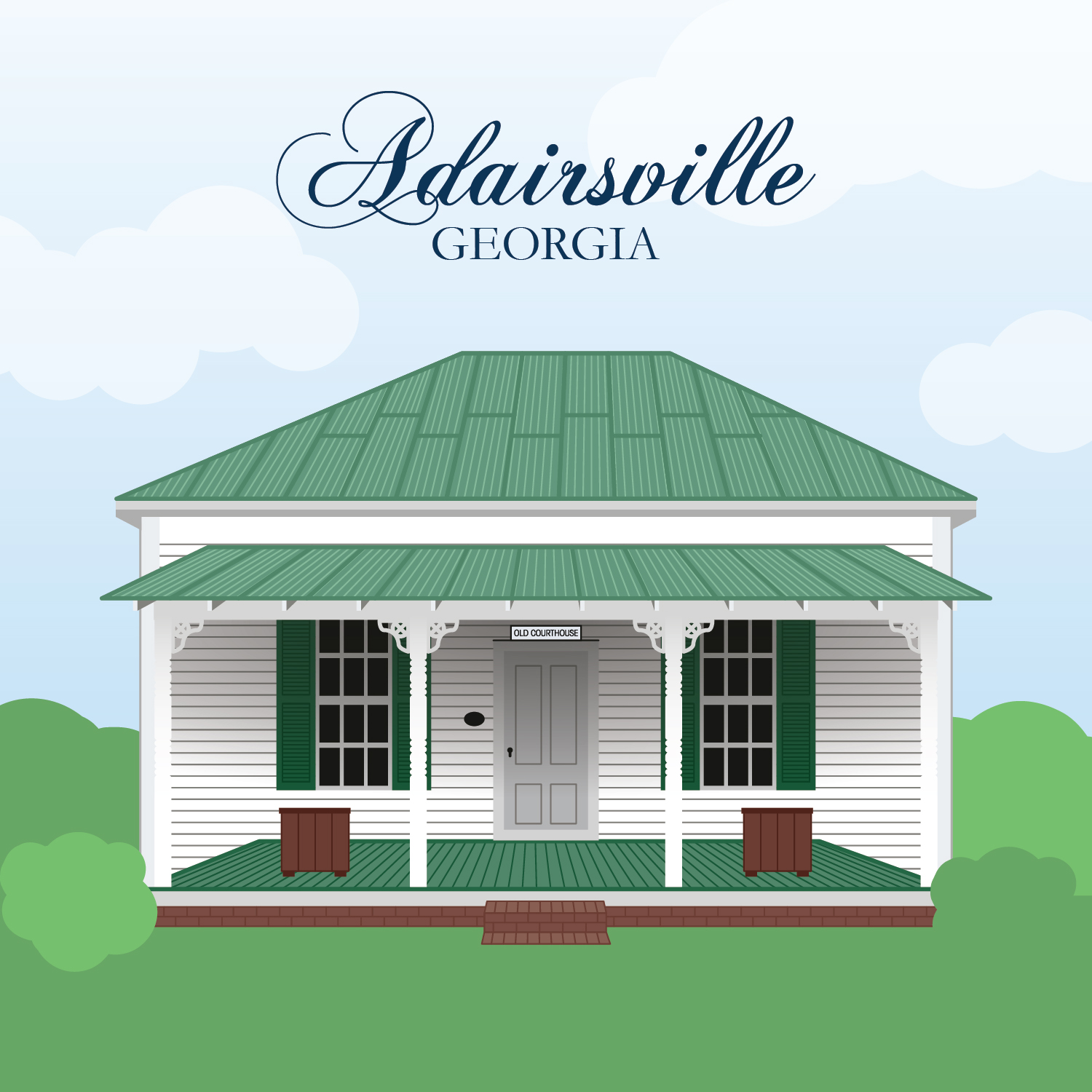 Custom Illustration of Old Courthouse in Adairsville Georgia