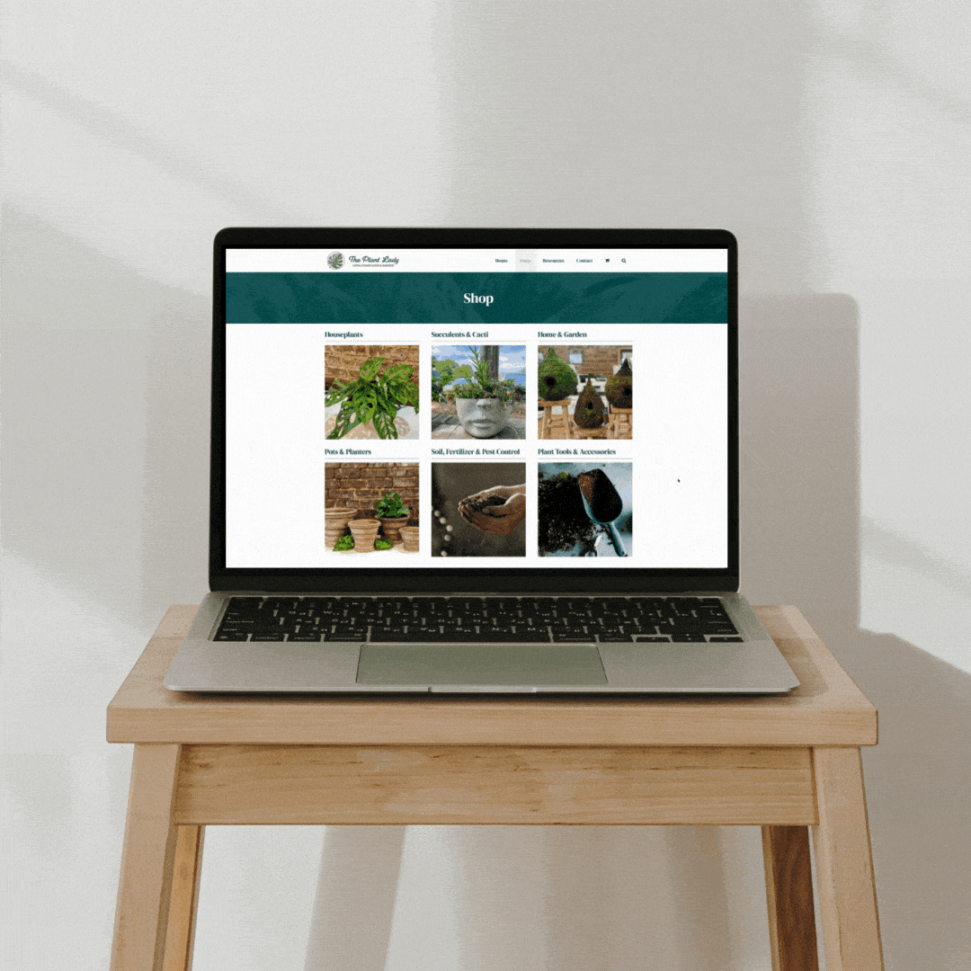 The Plant Lady e-commerce shop page, Custom Website Design