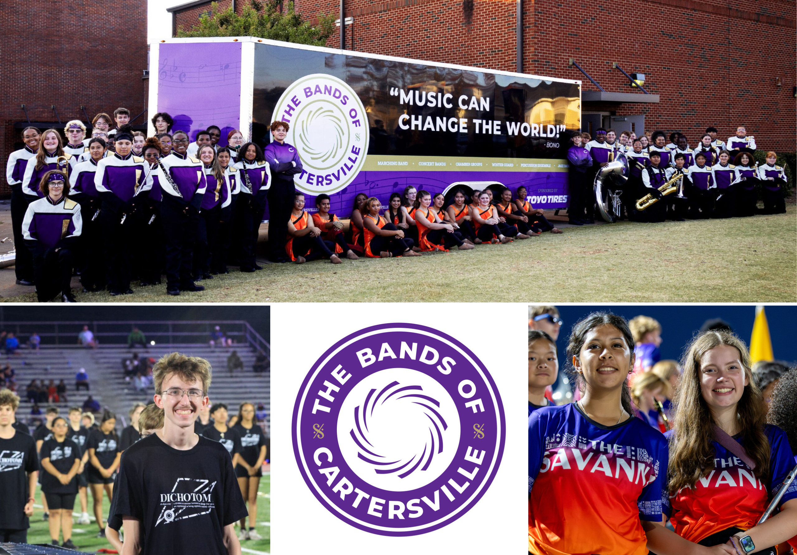 Bands of Cartersville design projects including logo, vehicle wrap, t-shirts