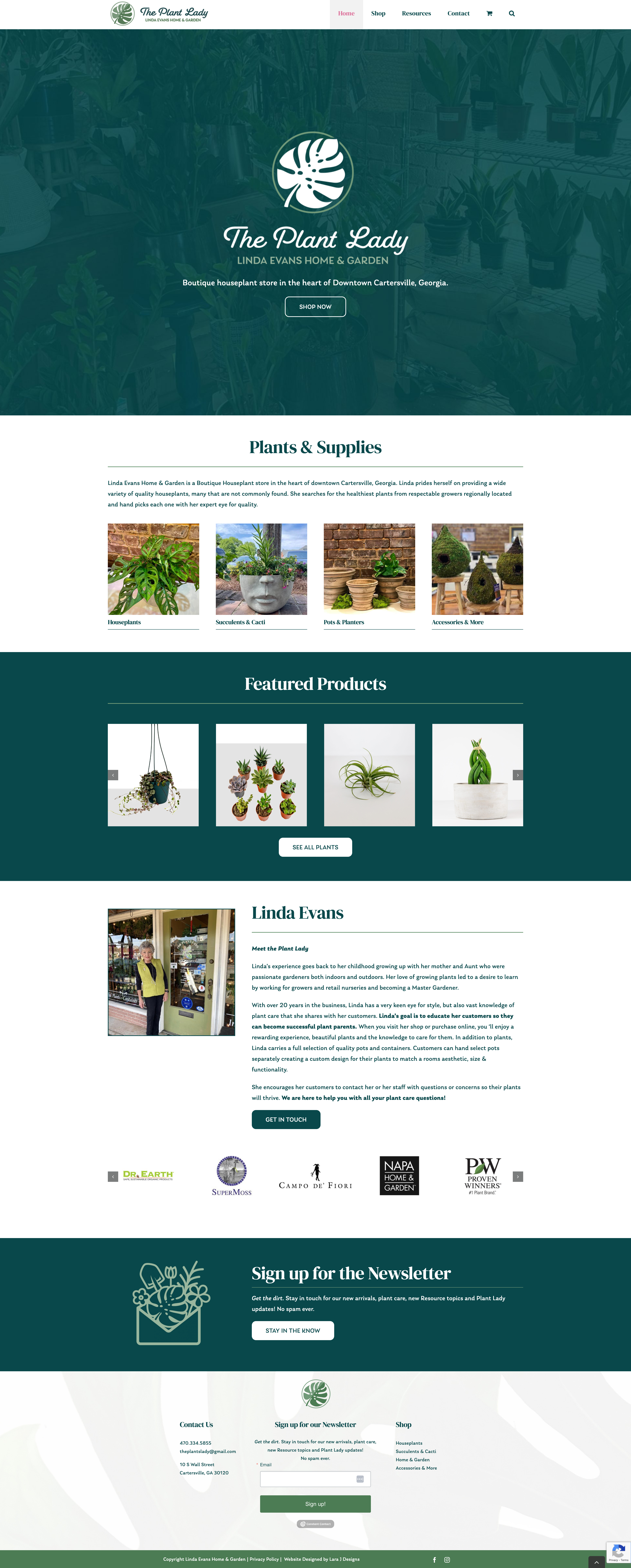 Linda Evans The Plant Lady, Custom Website Design